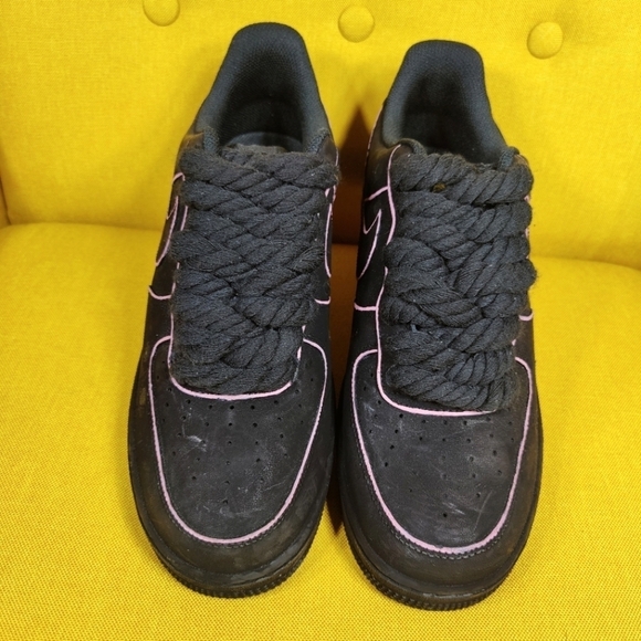 NIKE CUSTOM AF1 Air Force 1 Low Black Lilac Outline Sneakers Men's Shoes Size 9. - Picture 4 of 11